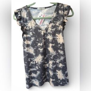 Twenty Second Black and Creamy/Pink Tie-Dye Tank Boutique New Medium